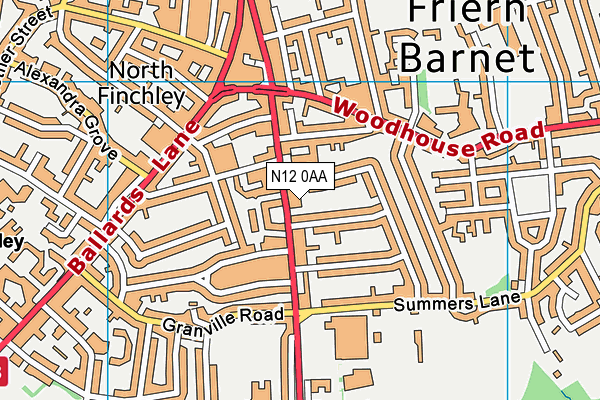 N12 0AA map - OS VectorMap District (Ordnance Survey)