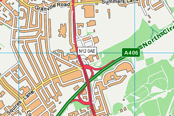 N12 0AE map - OS VectorMap District (Ordnance Survey)