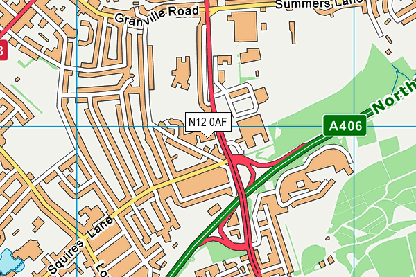 N12 0AF map - OS VectorMap District (Ordnance Survey)