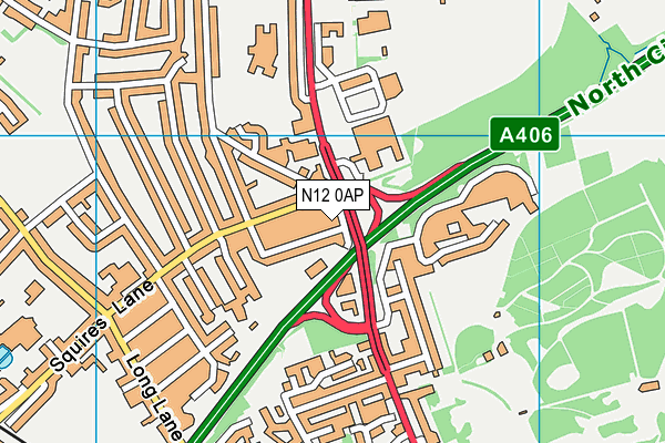 N12 0AP map - OS VectorMap District (Ordnance Survey)