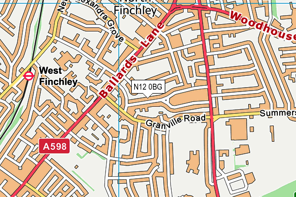 N12 0BG map - OS VectorMap District (Ordnance Survey)