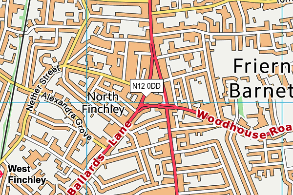 N12 0DD map - OS VectorMap District (Ordnance Survey)