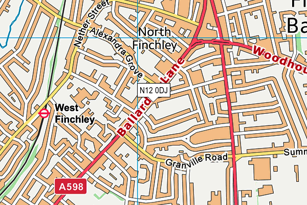 N12 0DJ map - OS VectorMap District (Ordnance Survey)