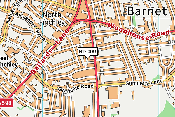 N12 0DU map - OS VectorMap District (Ordnance Survey)