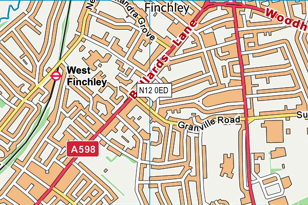 N12 0ED map - OS VectorMap District (Ordnance Survey)