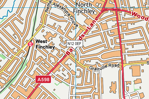 N12 0EF map - OS VectorMap District (Ordnance Survey)