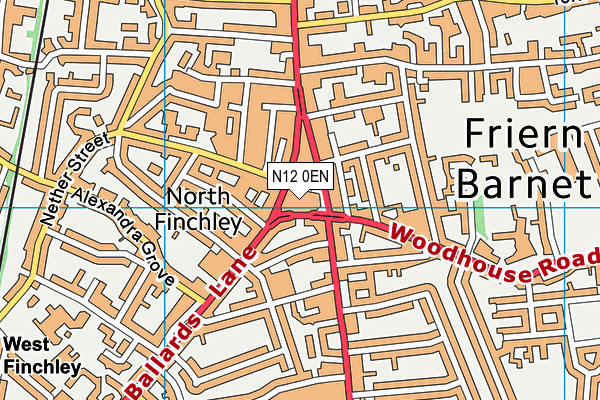 N12 0EN map - OS VectorMap District (Ordnance Survey)