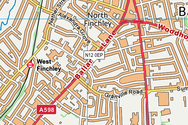 N12 0EP map - OS VectorMap District (Ordnance Survey)