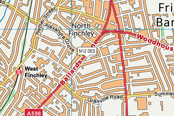 N12 0ES map - OS VectorMap District (Ordnance Survey)