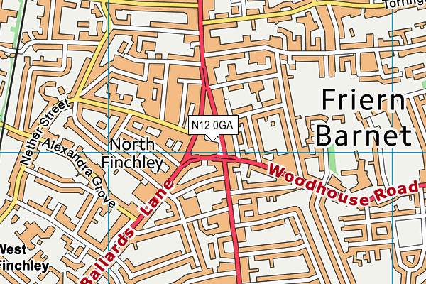 Puregym (London North Finchley) map (N12 0GA) - OS VectorMap District (Ordnance Survey)