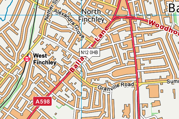 N12 0HB map - OS VectorMap District (Ordnance Survey)