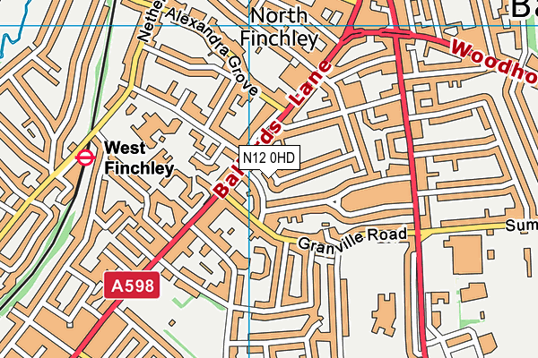 N12 0HD map - OS VectorMap District (Ordnance Survey)