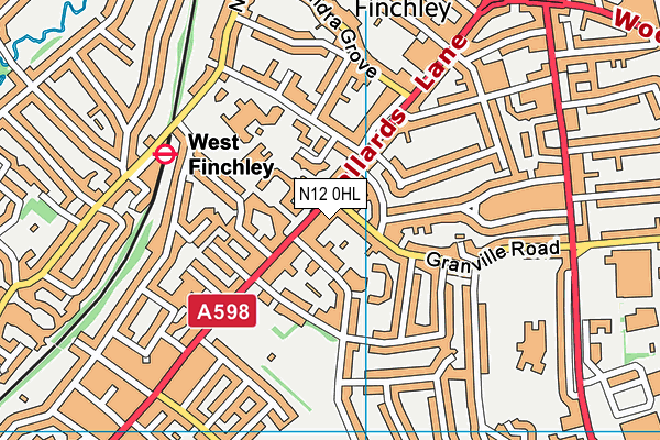 N12 0HL map - OS VectorMap District (Ordnance Survey)