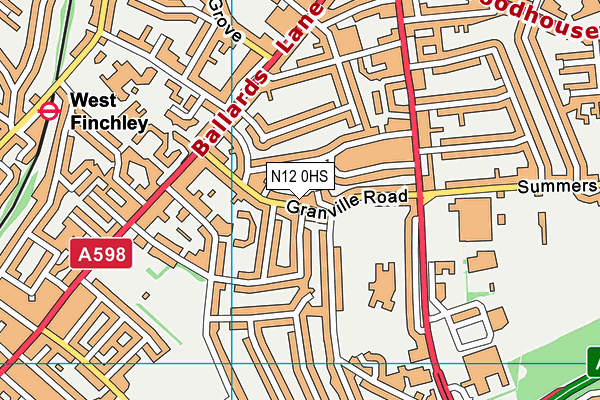 N12 0HS map - OS VectorMap District (Ordnance Survey)