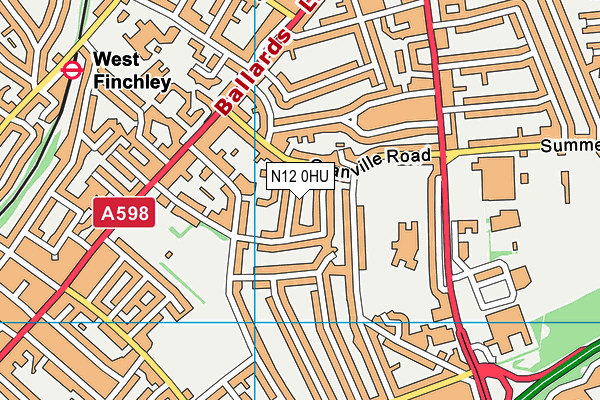 N12 0HU map - OS VectorMap District (Ordnance Survey)