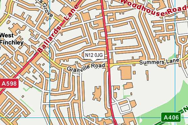 N12 0JG map - OS VectorMap District (Ordnance Survey)