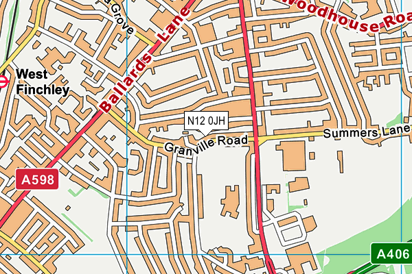 N12 0JH map - OS VectorMap District (Ordnance Survey)