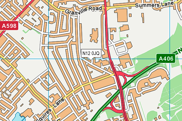 N12 0JQ map - OS VectorMap District (Ordnance Survey)