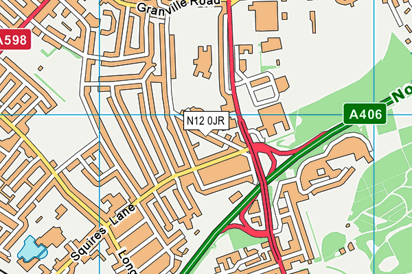 N12 0JR map - OS VectorMap District (Ordnance Survey)