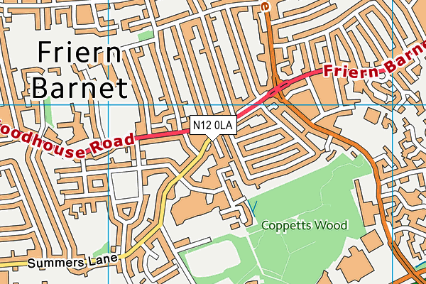 N12 0LA map - OS VectorMap District (Ordnance Survey)