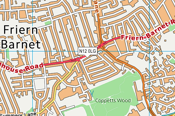 N12 0LG map - OS VectorMap District (Ordnance Survey)