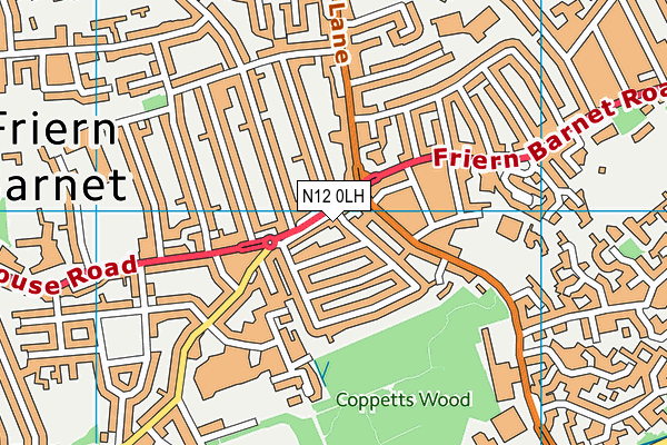 N12 0LH map - OS VectorMap District (Ordnance Survey)