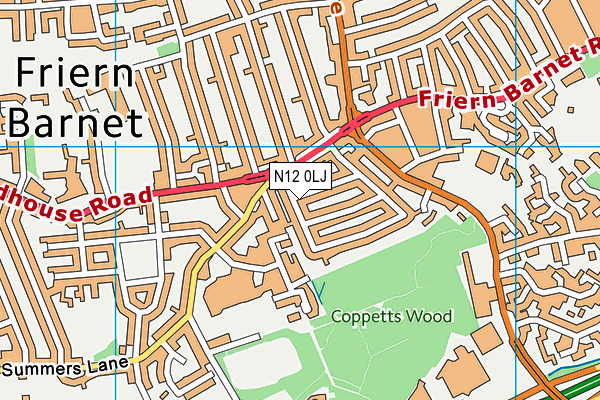 N12 0LJ map - OS VectorMap District (Ordnance Survey)