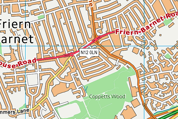 N12 0LN map - OS VectorMap District (Ordnance Survey)