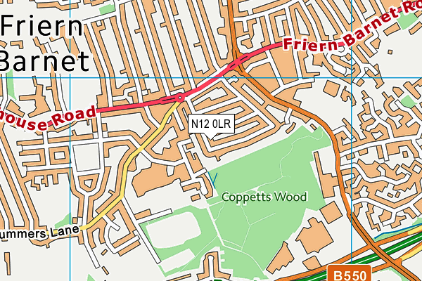 N12 0LR map - OS VectorMap District (Ordnance Survey)
