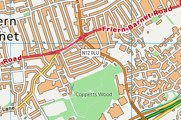 N12 0LU map - OS VectorMap District (Ordnance Survey)