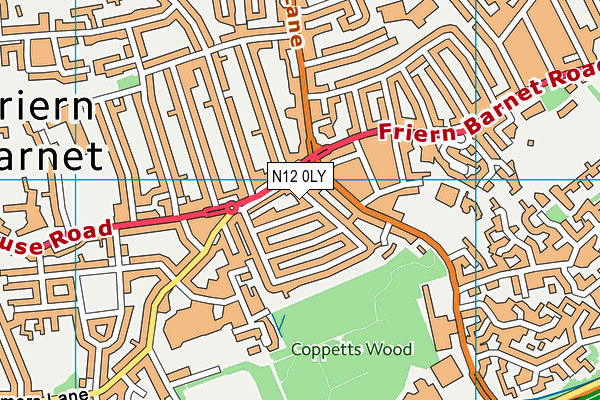N12 0LY map - OS VectorMap District (Ordnance Survey)