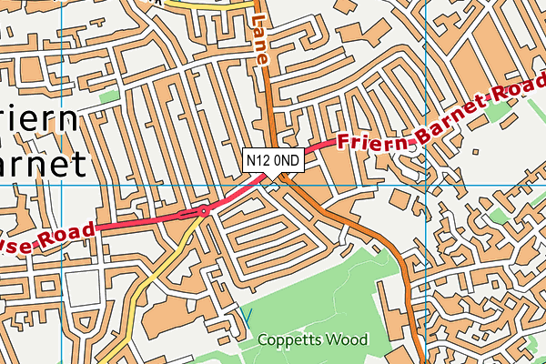 N12 0ND map - OS VectorMap District (Ordnance Survey)