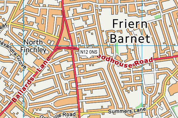 N12 0NS map - OS VectorMap District (Ordnance Survey)