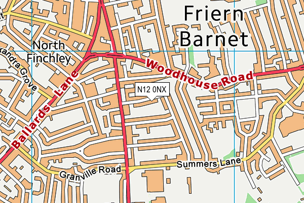 N12 0NX map - OS VectorMap District (Ordnance Survey)