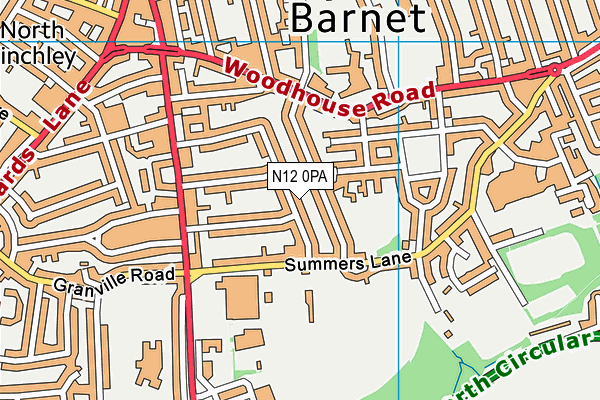 N12 0PA map - OS VectorMap District (Ordnance Survey)