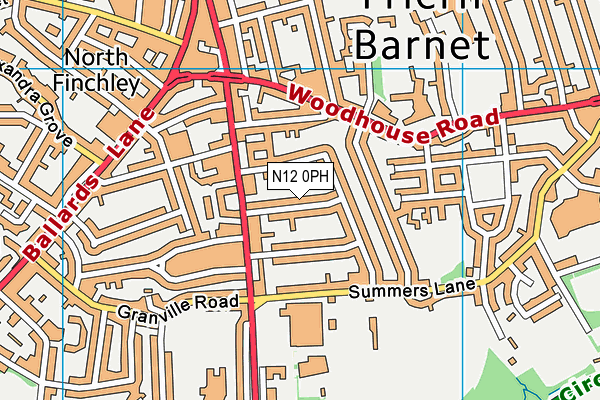 N12 0PH map - OS VectorMap District (Ordnance Survey)