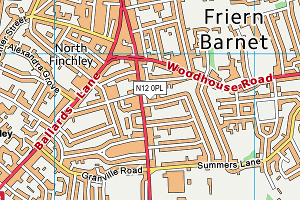 N12 0PL map - OS VectorMap District (Ordnance Survey)