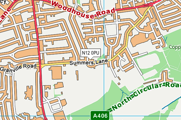 N12 0PU map - OS VectorMap District (Ordnance Survey)