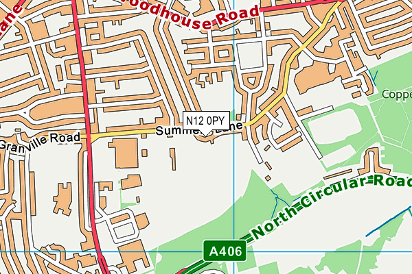 N12 0PY map - OS VectorMap District (Ordnance Survey)