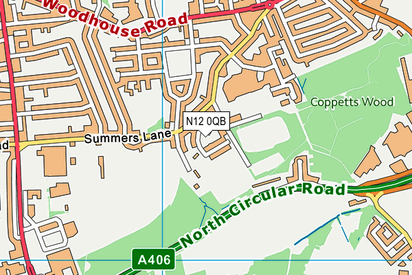 N12 0QB map - OS VectorMap District (Ordnance Survey)