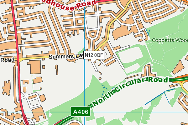 N12 0QF map - OS VectorMap District (Ordnance Survey)