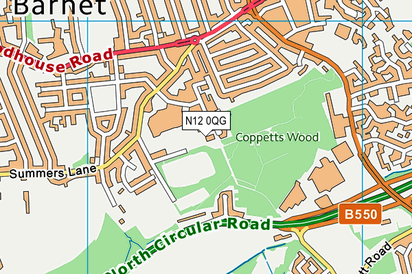 The Compton School map (N12 0QG) - OS VectorMap District (Ordnance Survey)