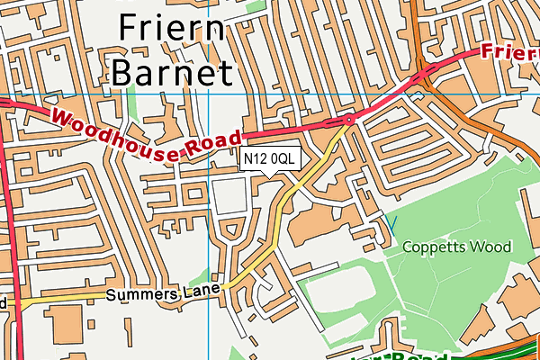 N12 0QL map - OS VectorMap District (Ordnance Survey)