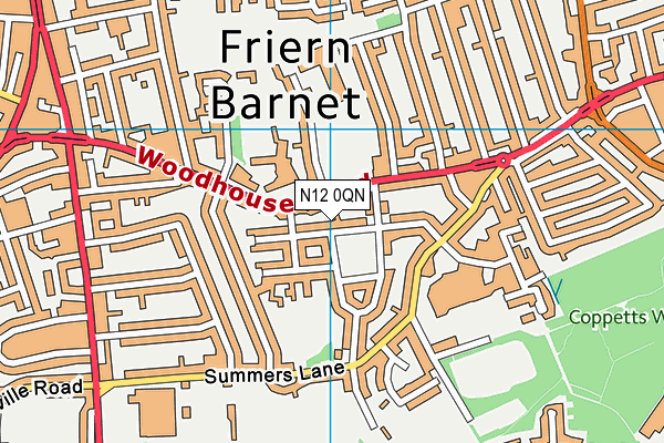 N12 0QN map - OS VectorMap District (Ordnance Survey)