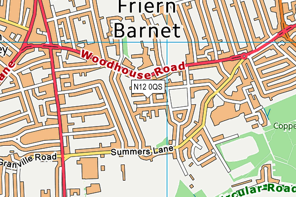 N12 0QS map - OS VectorMap District (Ordnance Survey)