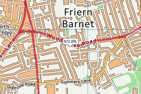 N12 0RL map - OS VectorMap District (Ordnance Survey)