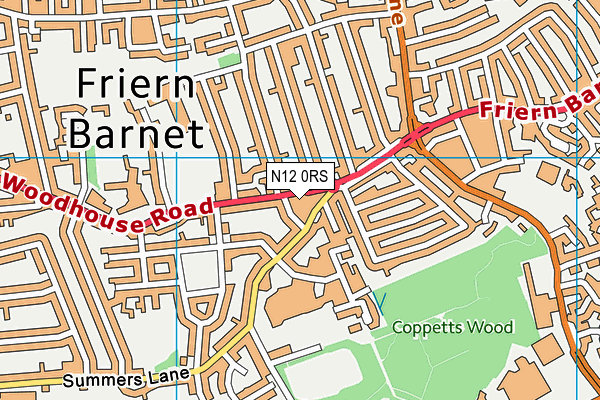 N12 0RS map - OS VectorMap District (Ordnance Survey)