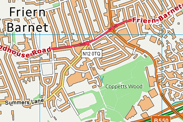 N12 0TQ map - OS VectorMap District (Ordnance Survey)