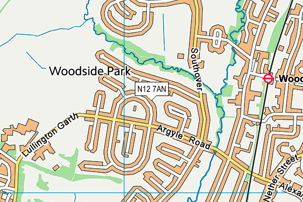 N12 7AN map - OS VectorMap District (Ordnance Survey)