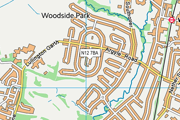 N12 7BA map - OS VectorMap District (Ordnance Survey)